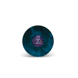 
                  
                    Blue vinyl record with a label on a white background
                  
                
