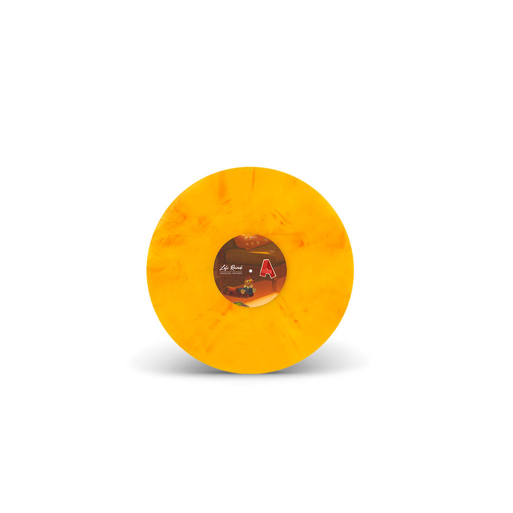 
                  
                    Yellow vinyl record with a label on a white background
                  
                