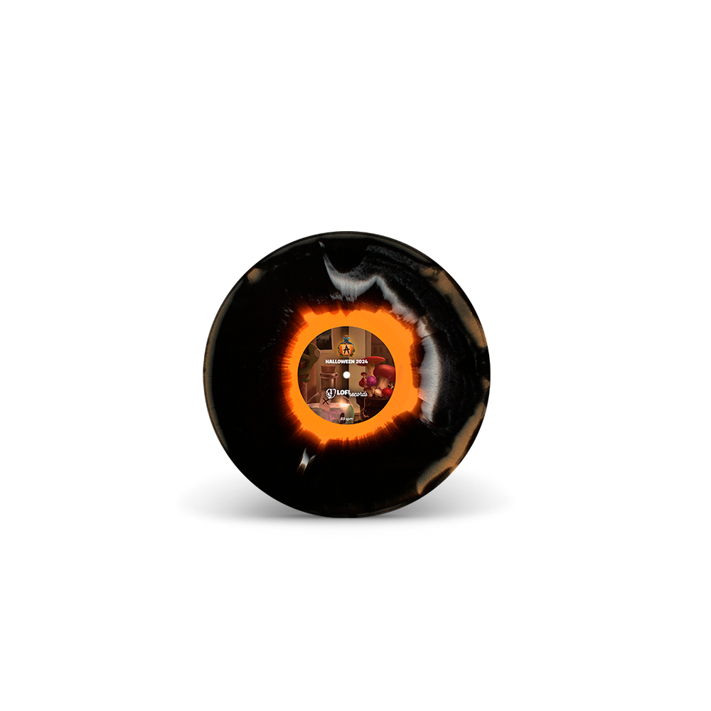 
                  
                    Black and orange spherical object on a white background
                  
                