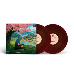 
                  
                    Vinyl records with a colorful cover featuring a person under cherry blossoms.
                  
                