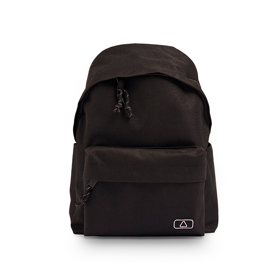 Black backpack on a white background