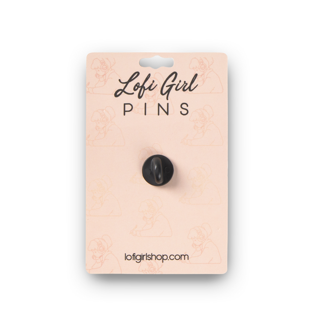 
                  
                    Lofi Girl Pins packaging with a black pin on a light pink card
                  
                