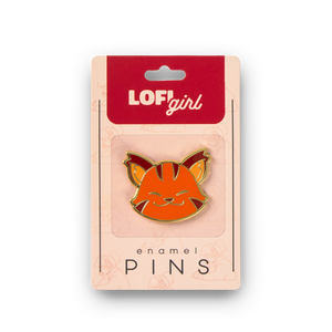 
                  
                    Enamel pin of a fox face in packaging with 'LOFI girl' branding on a white background
                  
                