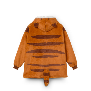 
                  
                    Brown children's coat with tiger stripe pattern on a white background
                  
                
