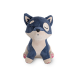 Plush toy fox with blue fur on a white background