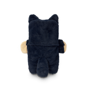 
                  
                    Black plush toy with cat ears on a white background
                  
                