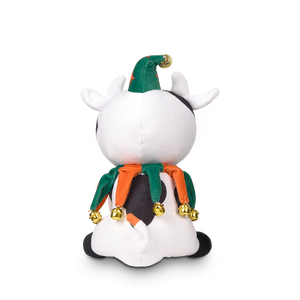 
                  
                    White plush toy with green and orange accents on a white background
                  
                
