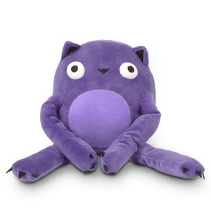 
                  
                    Purple plush toy with a sad expression on a white background
                  
                